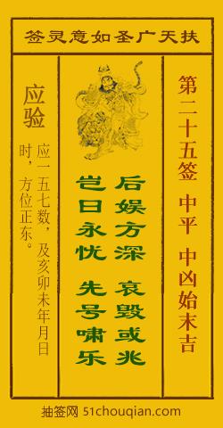 扶天广圣如意灵签第25签