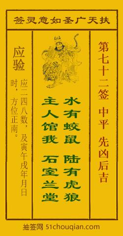 扶天广圣如意灵签第72签