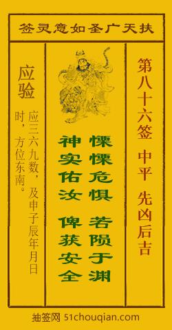 扶天广圣如意灵签第86签