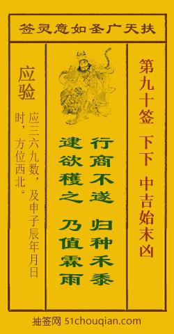扶天广圣如意灵签第90签