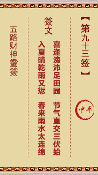 五路财神灵签第93签
