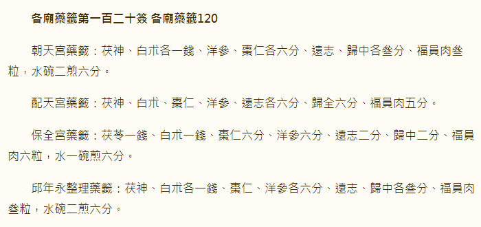 各庙药签第120签