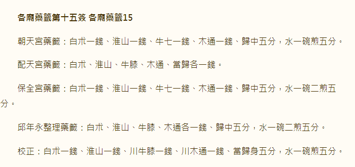 各庙药签第15签