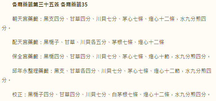 各庙药签第35签
