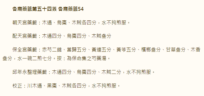 各庙药签第54签