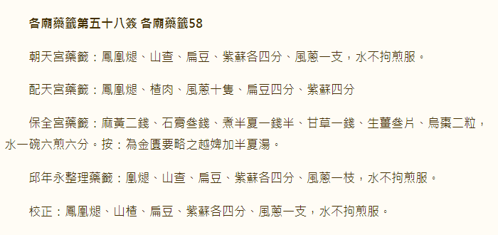 各庙药签第58签