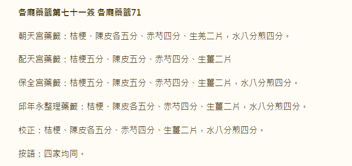 各庙药签第71签