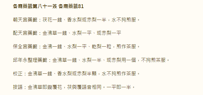各庙药签第81签