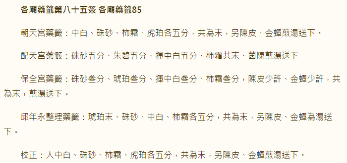 各庙药签第85签