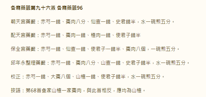 各庙药签第96签